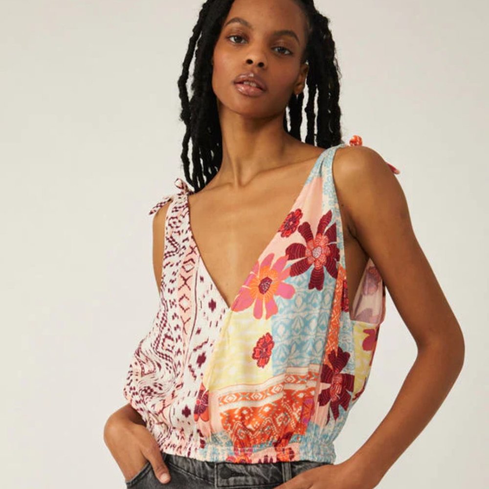 Free People “Tied To You” Top in Tropical Combo